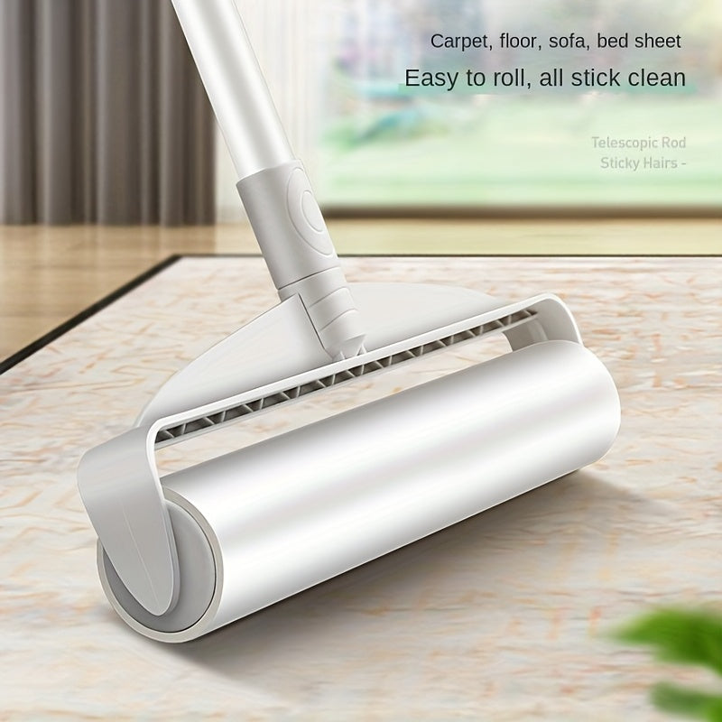 Long handle telescopic epilator removes pet hair and dust from carpets and sofas efficiently.