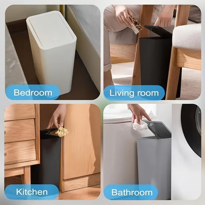 9.84L Compact Trash Can with Pop-Up Lid, Odor Seal - Ideal for Bathroom, Bedroom, Office, Living Room, Kitchen - 1/2/3pcs Available