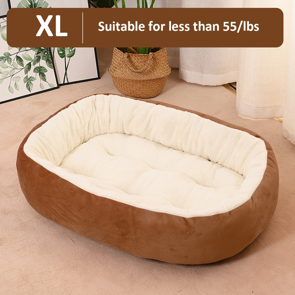 Cozy oval pet bed for small to medium dogs, plush polypropylene mat, non-assembled.