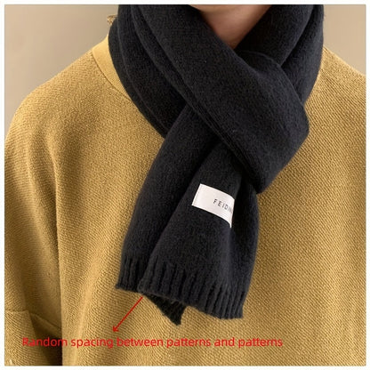 Stylish Men's Knit Wool Scarf for Autumn/Winter - Thick, Warm, and Elegant | Solid Color, Fashionable Design