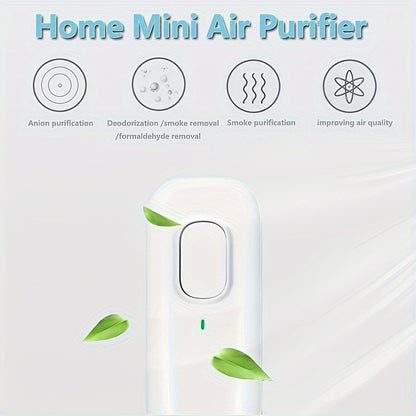 Mini air purifier with negative ion technology ideal for small spaces like bedrooms, offices, and storage areas.