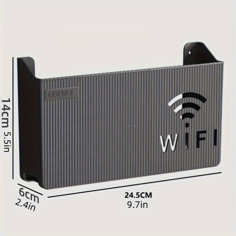 Modern Black Wall-Mounted Router Box with Green Detailing - Sleek Media Console for Home Office or Living Room - Chic WiFi Storage Solution with Swirl Pattern - Simple Installation, No Power Required - Ideal Present for Tech Lovers