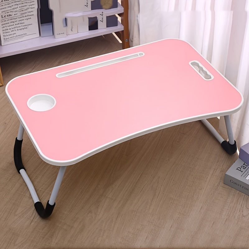 Multifunctional Folding Laptop Desk with Tray, Cup Holder - Ideal for Bed, Sofa, Floor - Durable Aluminum, Various Colors.