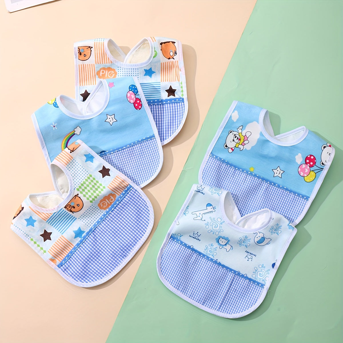 Set of 3 Velvet Waterproof Bibs, Cute Cartoon Designs for Feeding and Drooling