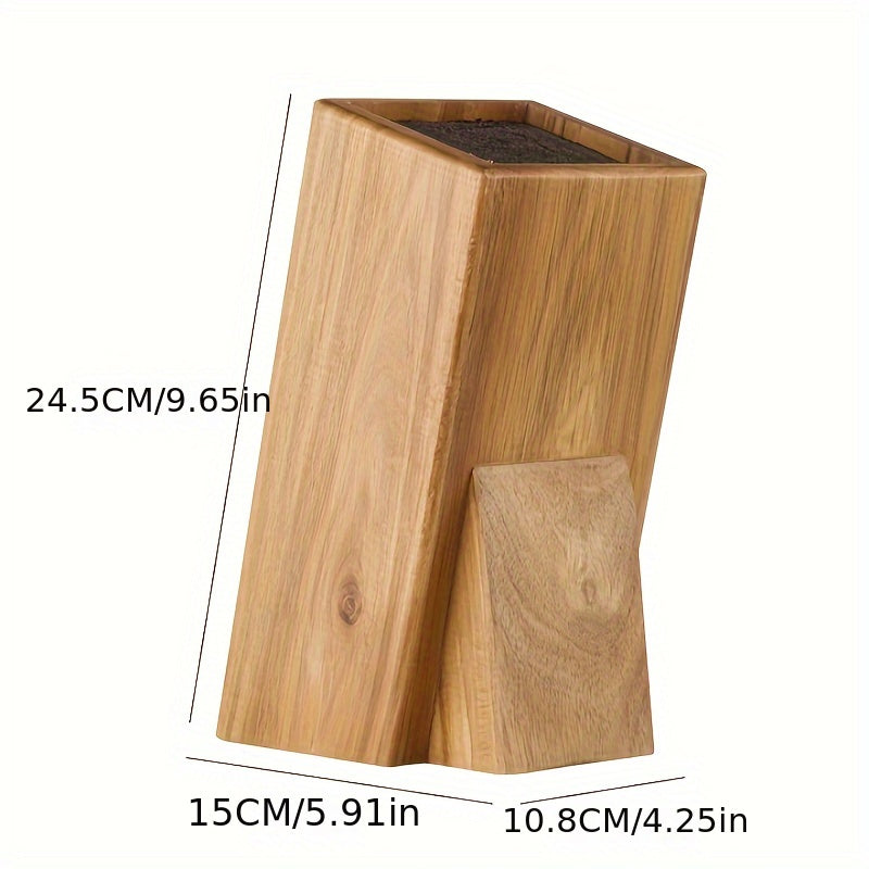 Acacia Wood Universal Knife Block with Removable Plastic Bristles (Knives not included)