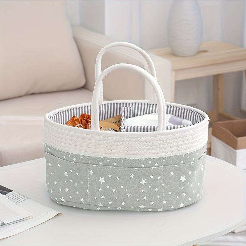 Portable Storage Basket with Star Design, Diaper Caddy Organizer and Storage Bin