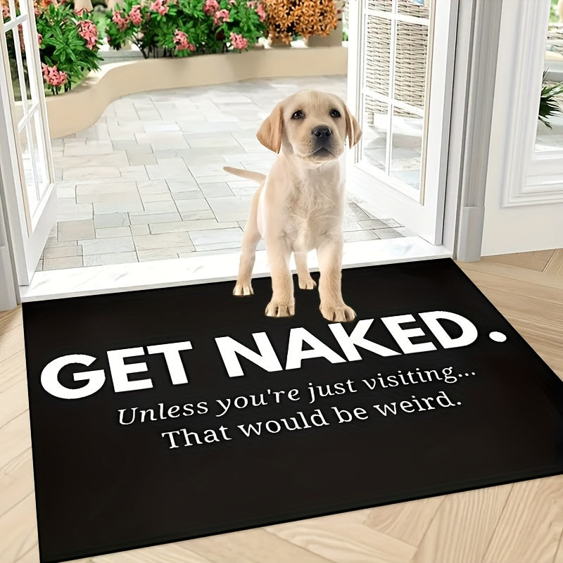 Bold white lettering doormat with the message "Unwind and Relax." This non-slip, machine washable polyester rug is suitable for indoor and outdoor use, making it perfect for entryways, bedrooms, and living room decor. Surprise your loved ones with this