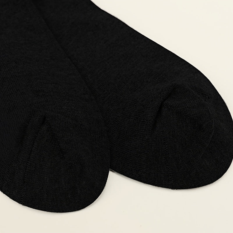 6pcs Men's Breathable Cotton Blend Crew Socks - Sweat-absorbent, odor-resistant, comfortable mid-calf socks for fall/winter in black.