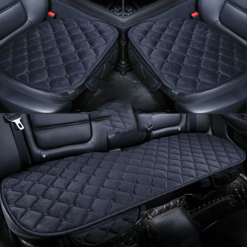 Plush car seat covers for sedans, trucks, and SUVs with a durable, non-slip base.