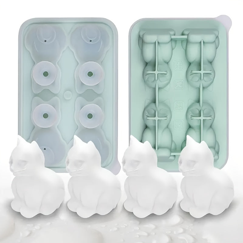 Silicone Ice Cube Tray in Cat Shapes - Perfect for Whiskey, Chocolates, Candy & Pudding - Fun Kitchen Tool for Parties and Unique Freezing