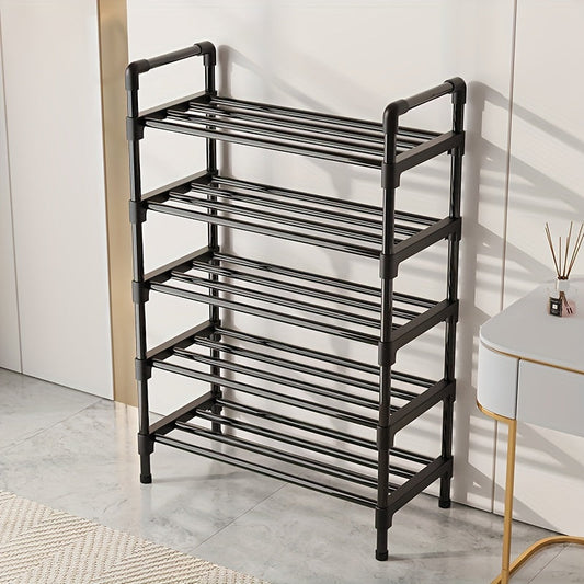 Black Multi-Layer Shoe Rack - A simple and versatile solution for organizing and storing shoes in your home. This space-saving rack is suitable for use in doorways, bedrooms, and corridors, providing a convenient storage option for all your footwear