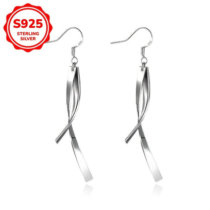 These women's fashion earrings are designed with a stylish drap and premium cross line tassel. Lightweight at 2.8g, they are made of 925 silver and are perfect for daily wear, dating, and as a thoughtful gift for girlfriends.