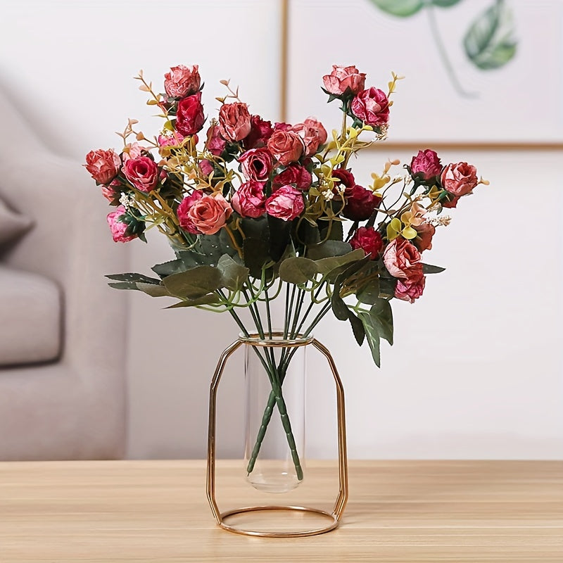 2 bundles of artificial rose flowers with 42 heads, suitable for cemetery decorations, home decor, or wedding bouquets. Perfect for adding a touch of summer faux flower decor.