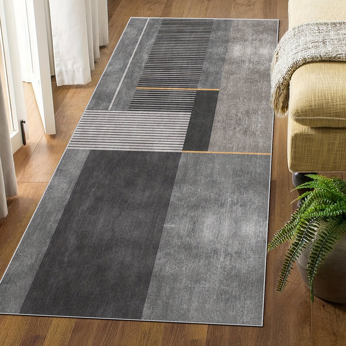 Non-Slip Kitchen Mat with Luxury Design - Oil & Waterproof, Easy-Care Machine Washable Polyester Runner Rug for Stylish Home Decor