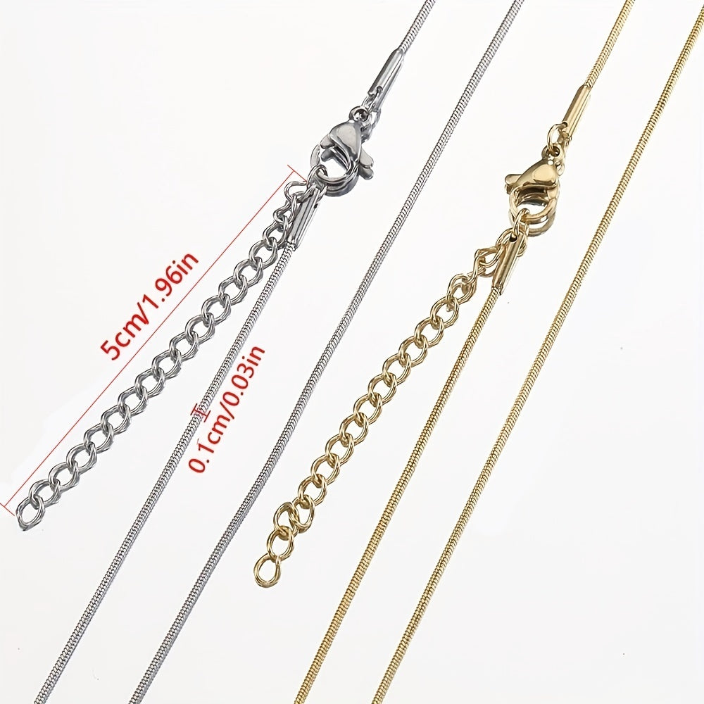 Five pieces of stainless steel snake chain necklaces, perfect for crafting your own jewelry for both men and women.