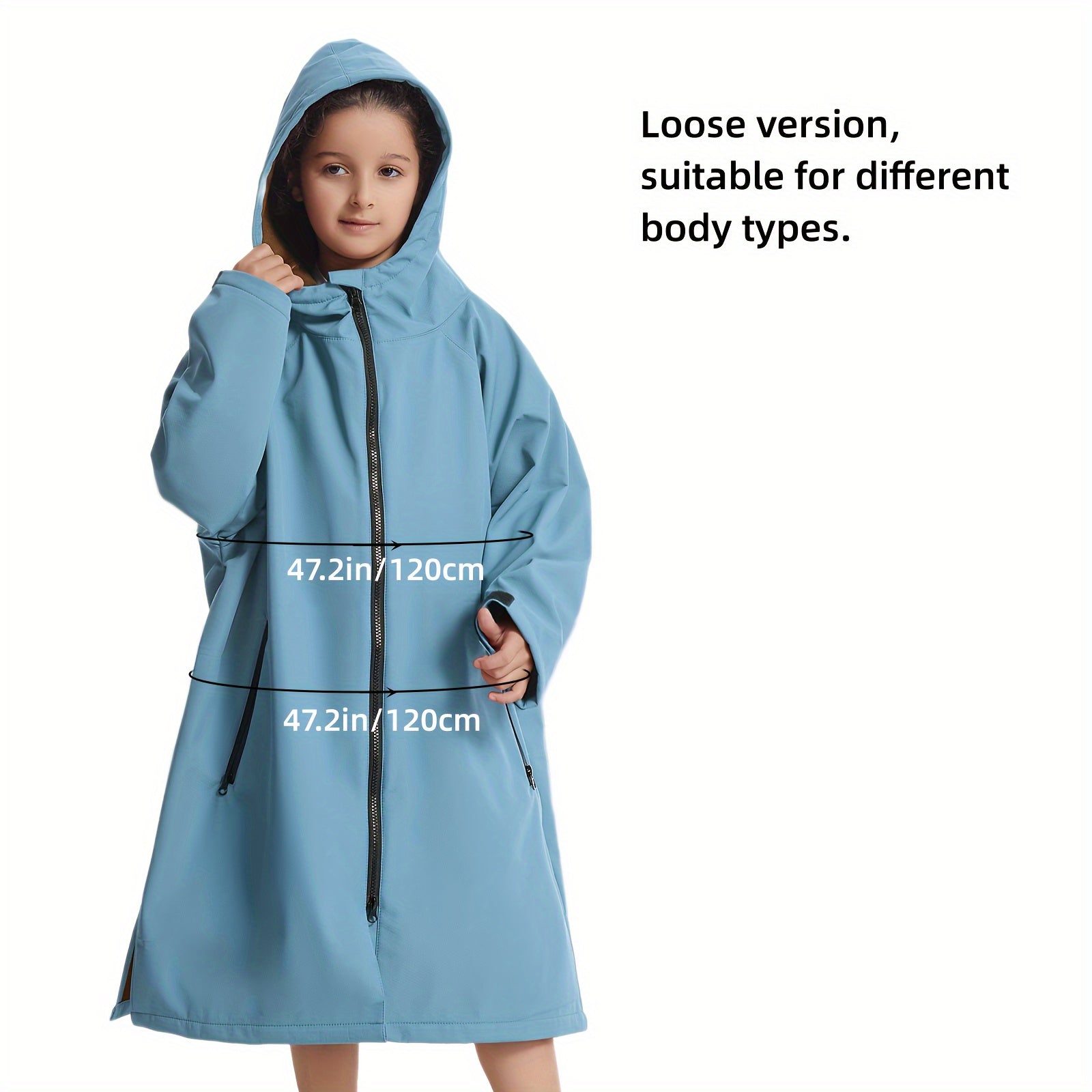 Contemporary Waterproof Changing Robe with Fleece Lining, Hood, Space Theme, 240gsm, for Home and Outdoors, Windproof and Warm.