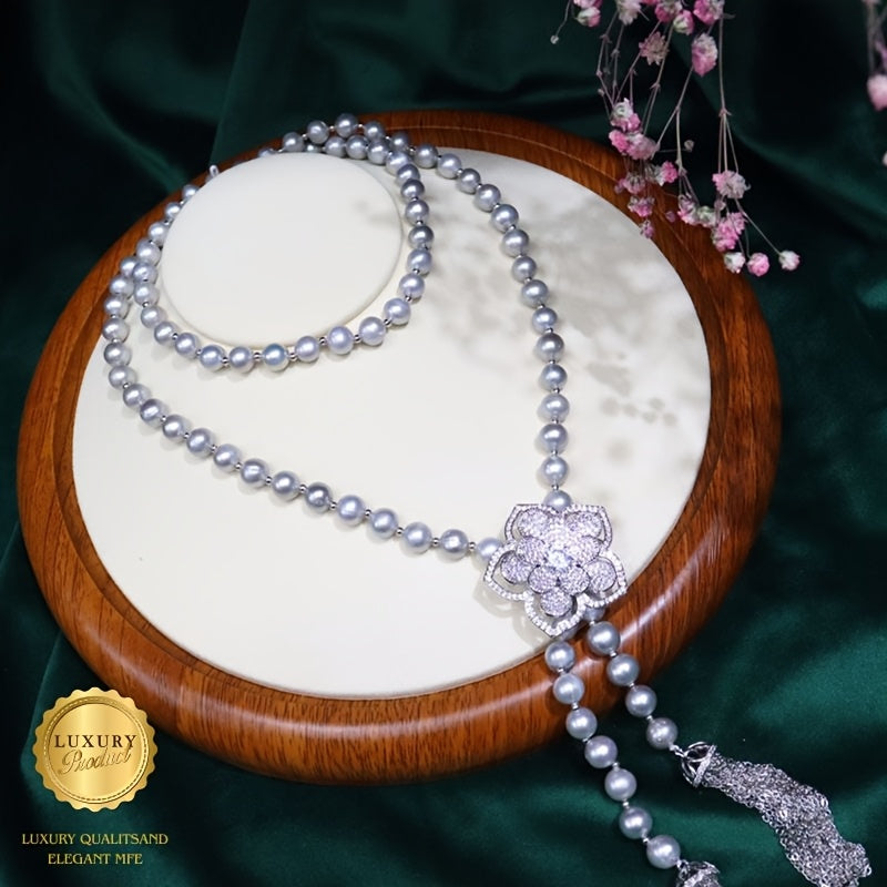 Beautiful Y-Shaped Necklace featuring Natural Freshwater Pearls and a Floral Clasp, with an Adjustable Chain perfect for Women. Versatile enough for both Daily Wear and Special Occasions, this necklace comes in a Gift Box making it a perfect present for