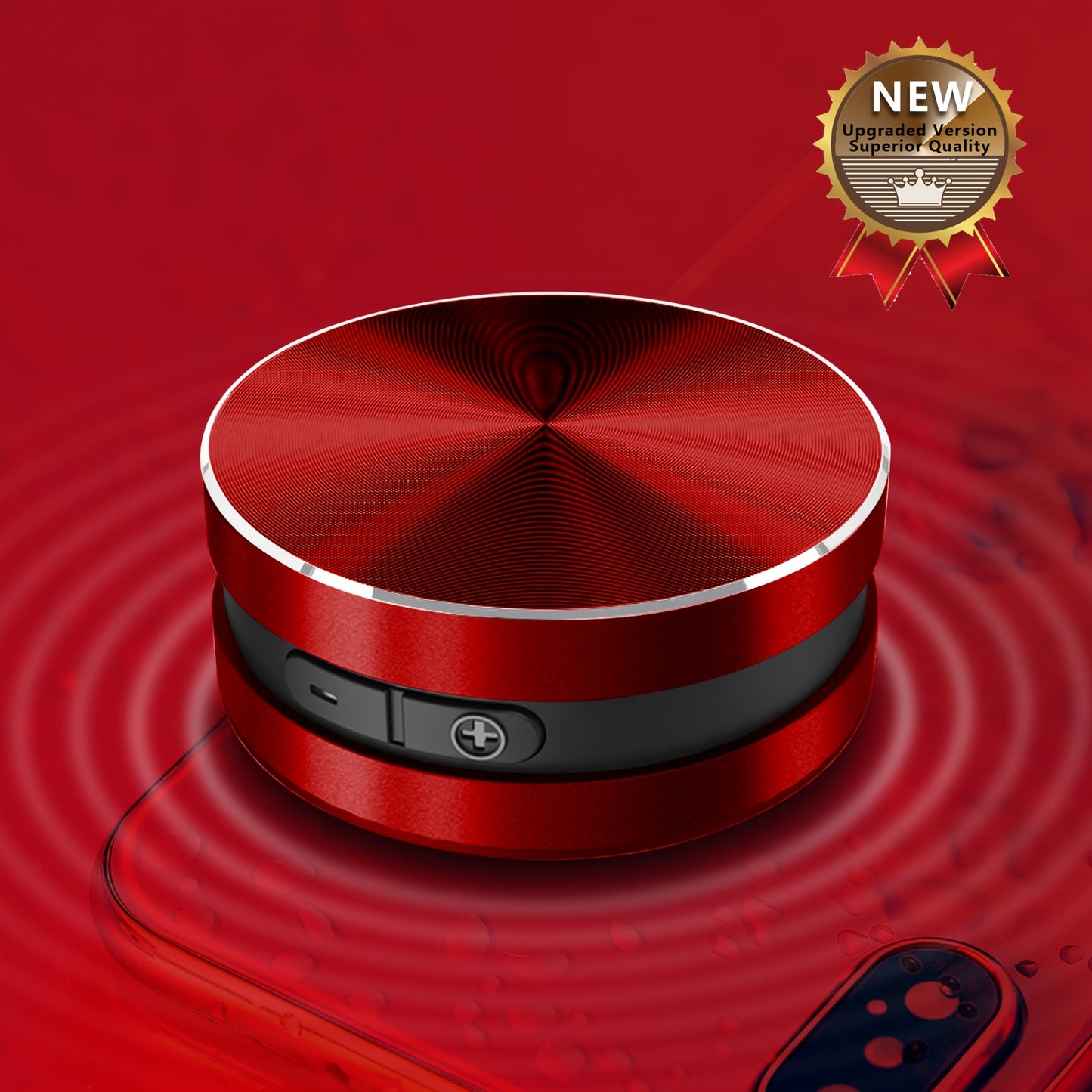 OKJEW 360° Surround Sound Wireless Speaker with Bass Boost, Button Control, Wireless Connectivity, Passive Amplification, Wall Mountable, Battery-Powered.