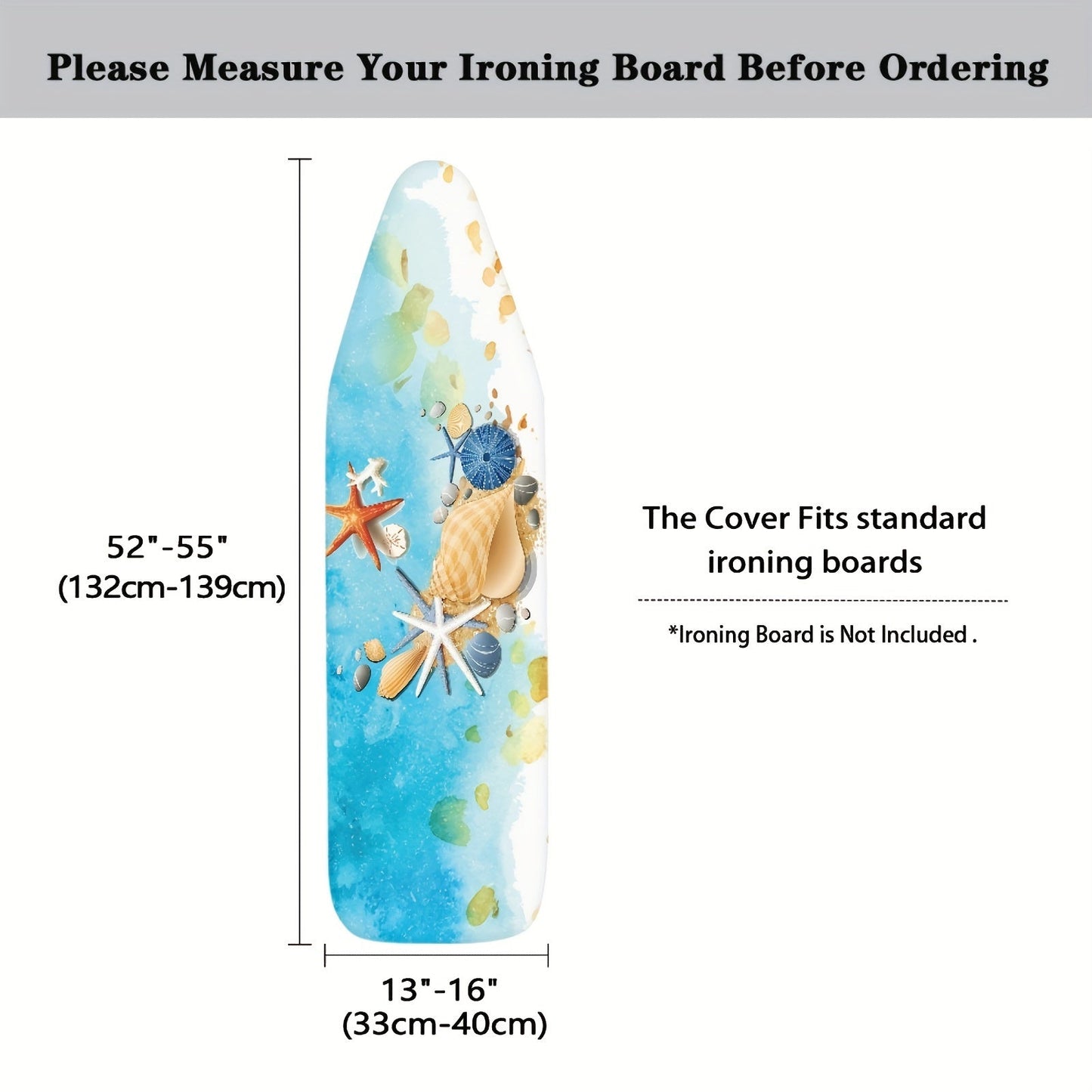 Ocean Sea Style Beach Starfish Pattern Ironing Board Cover, 1 Piece, High-Temperature and Scorch Resistant, Dustproof Clear Cover, Suitable for Laundry, Toggery Clothing Store, and Home Supplies, Iron Pad Covers Included