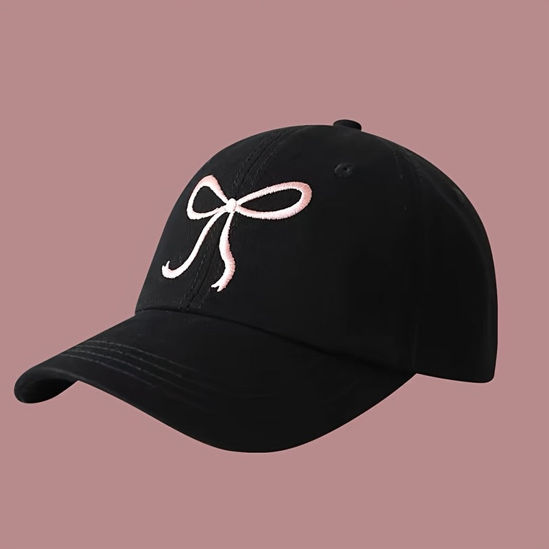 Stylish bowknot baseball cap for women, adjustable and lightweight with sun protection. Ideal for New Year's and casual wear.