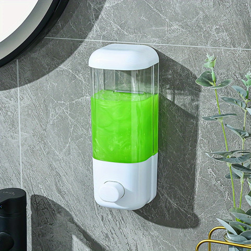 Lead-Free Plastic Wall Mounted Soap Dispenser with Press-Type Pump and Adhesive Fixation for Shower and Bathroom Accessories