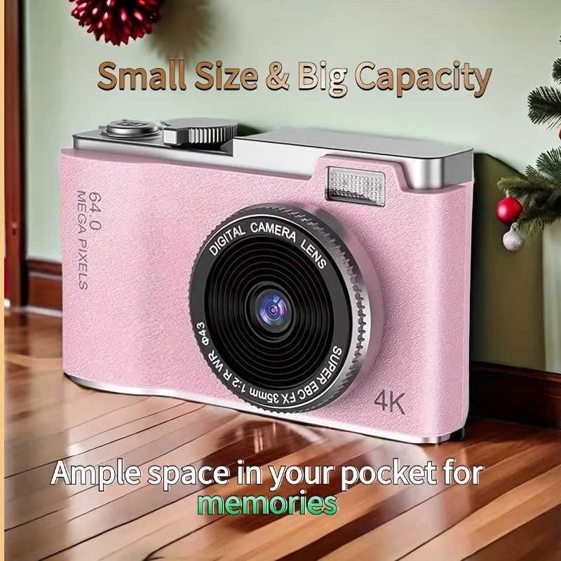 16X Zoom HD Digital Camera for Beginners with USB rechargeable camcorder, webcam function. Ideal gift for teens and holidays. Available in white, pink, purple, green.