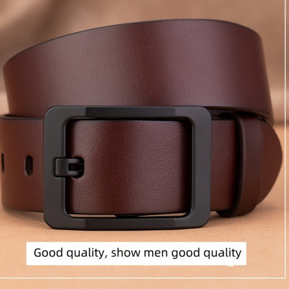 Men'S Business Buckle Belt made of Genuine Leather with Punch Tool, Alloy Buckle. Fits Jeans. Great gift for Father and Husband. Average Size.