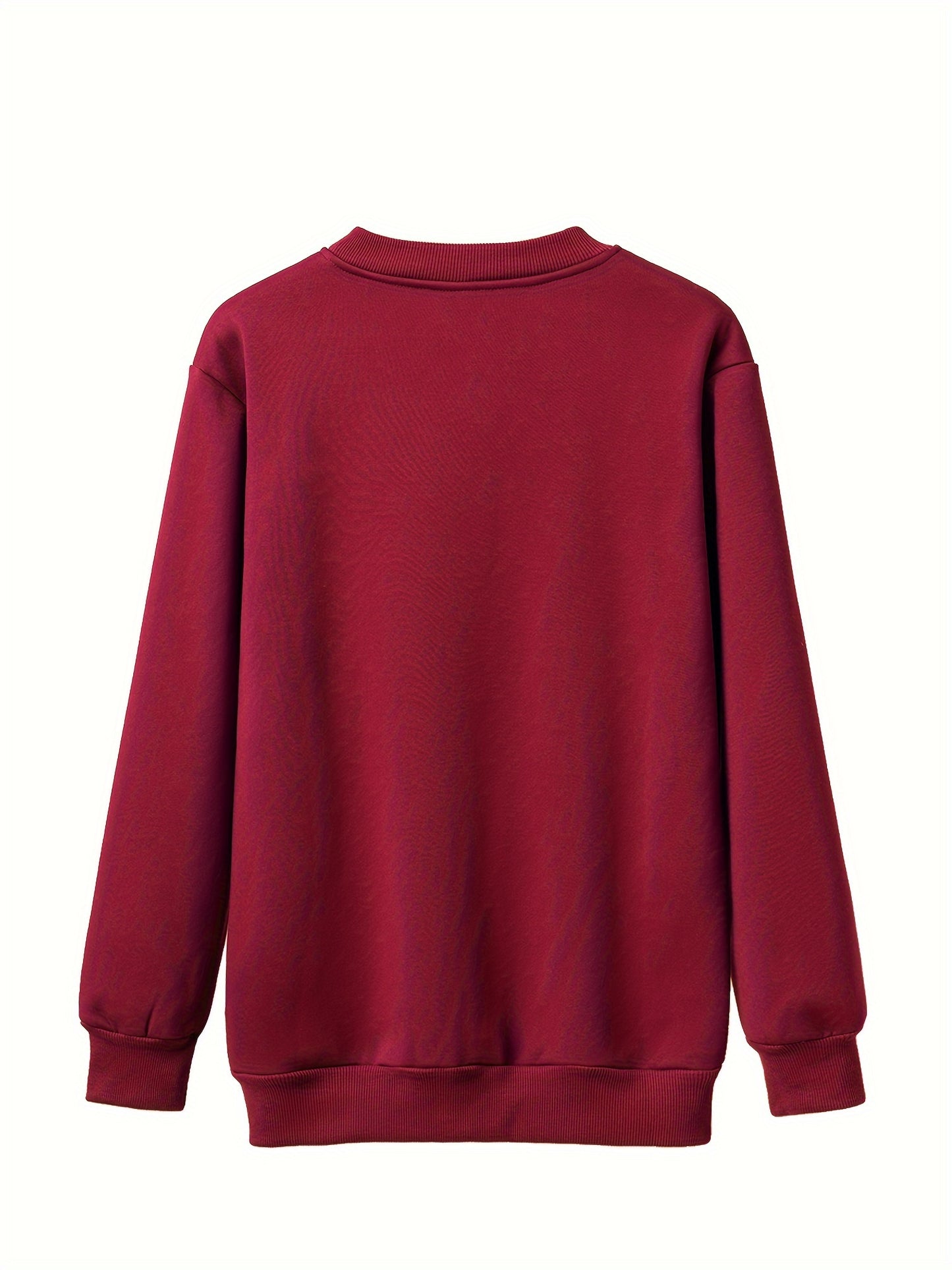 Thick fleece men's sweatshirt in loose fit, solid color, large size for warmth in autumn and winter.