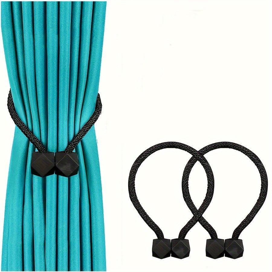 Set of 2 Magnetic Curtain Tiebacks - Stylish Polyester Ball Clips for Home Decoration, Trendy Window Drapery Accessories