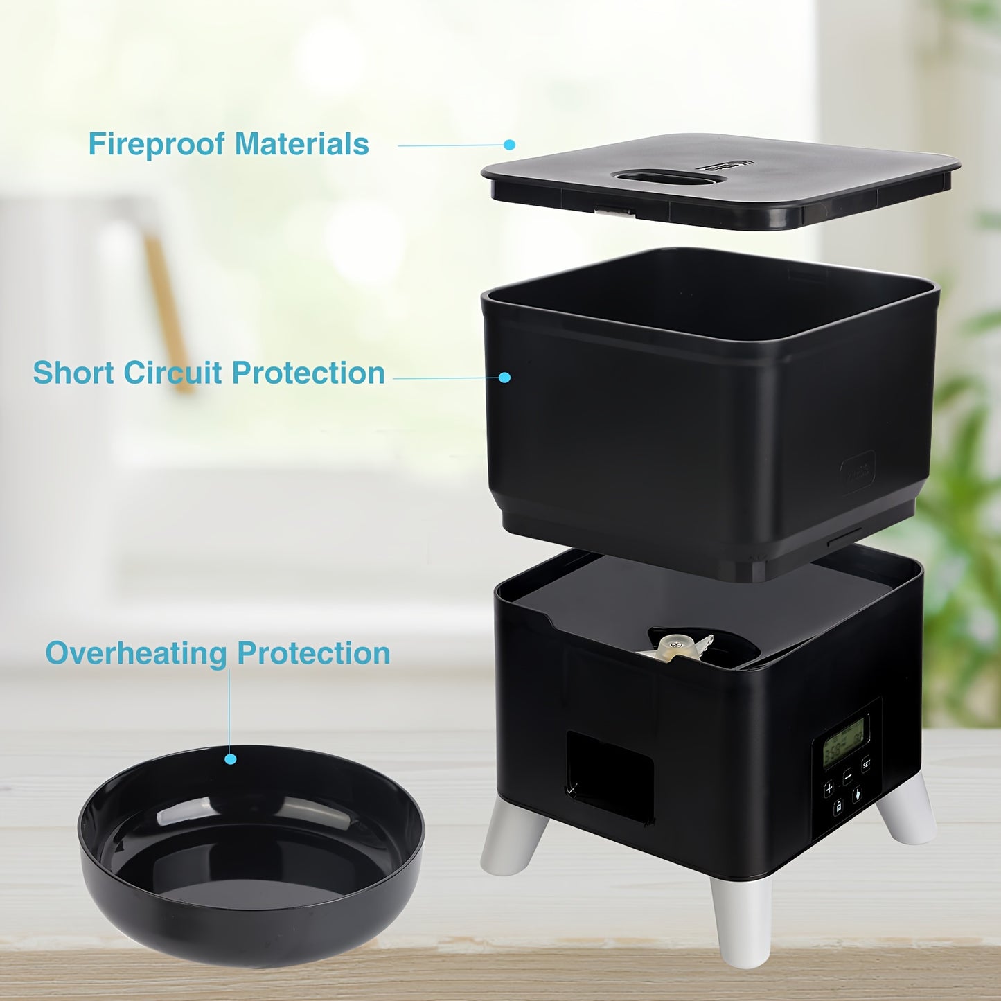 3L Smart Automatic Pet Feeder with Timer - USB & Battery Powered, Slow Feed Dispenser for Cats and Dogs, Plug Not Included