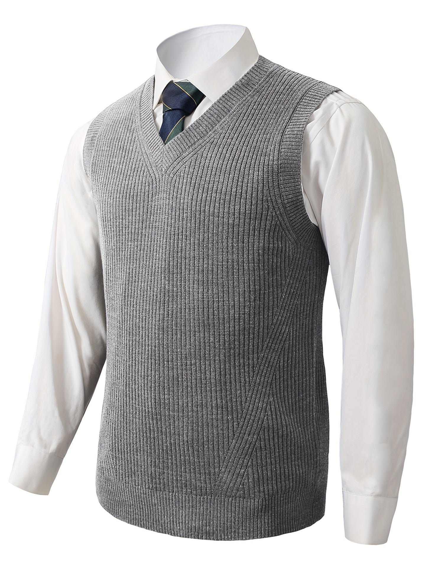 Sleeveless V-Neck Knitted Sweater Vest for Men