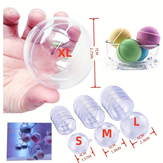 10 Clear plastic round ball Christmas tree decorations for party, wedding, and home decor.