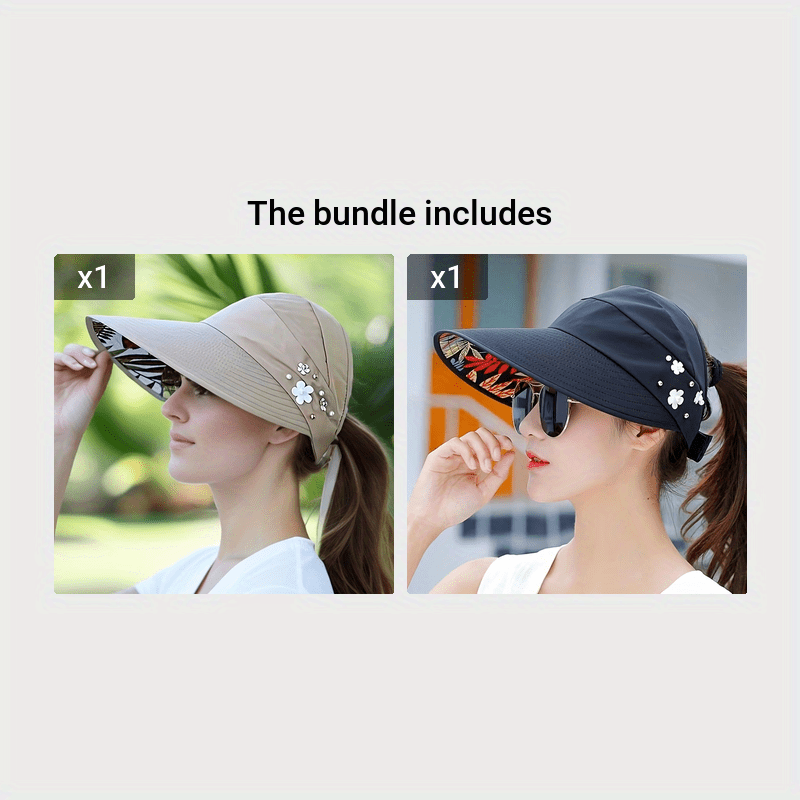 Stylish beaded sun visor for women with UV protection and foldable design, perfect for daily outdoor use.