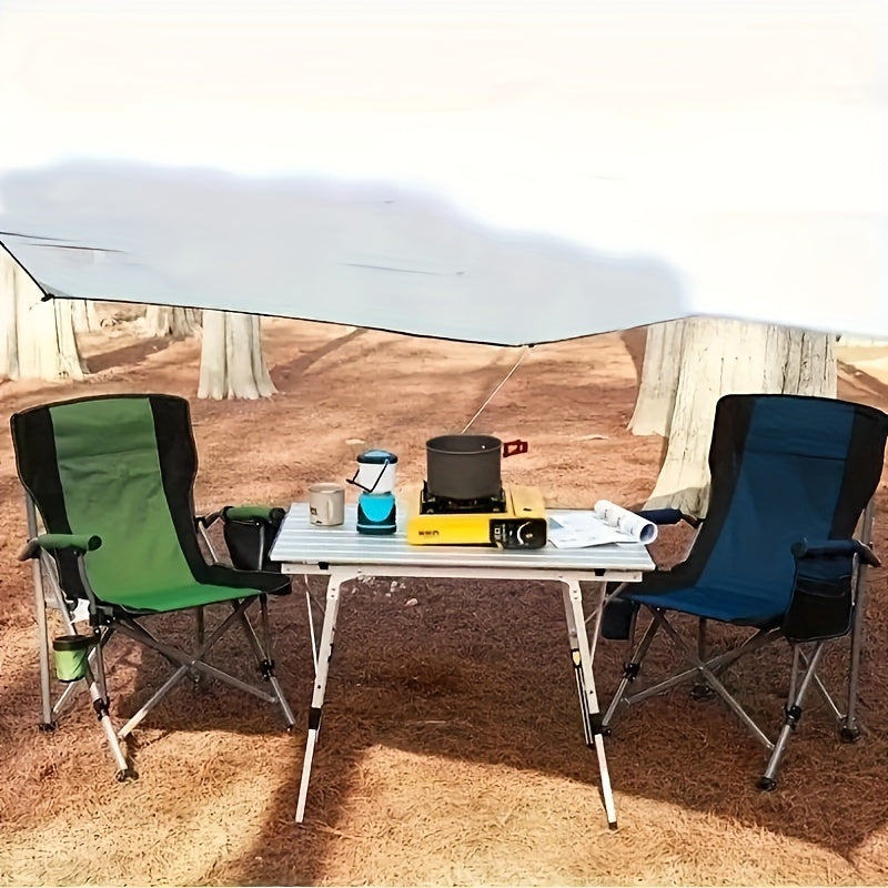 Large, portable outdoor chair made of 600D Oxford cloth with storage bag and cup holder. Ideal for camping, picnics, fishing, and outdoor events.