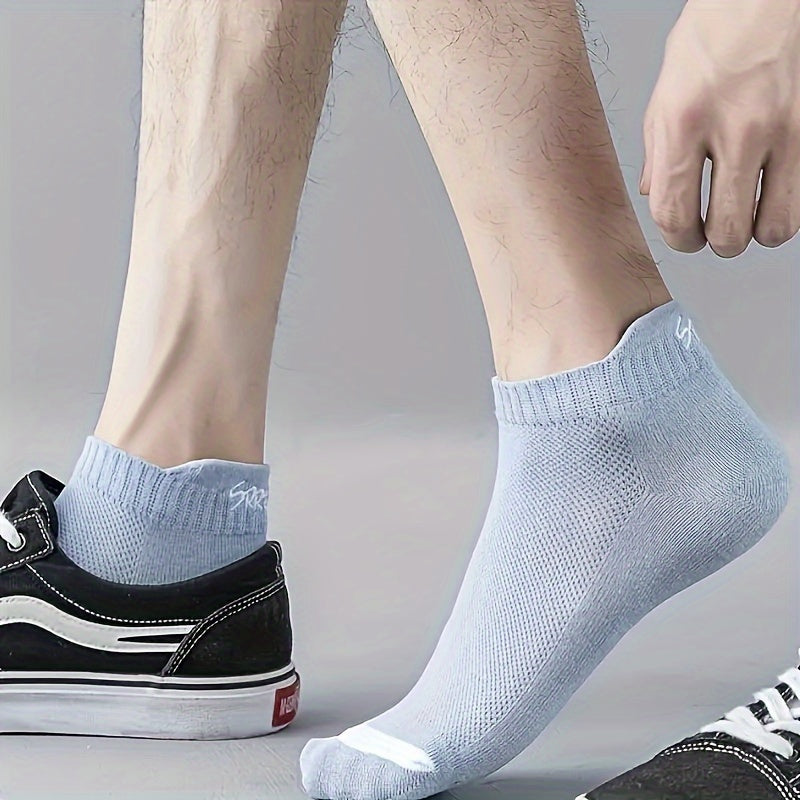 10 Men's Mesh Ankle Socks - Breathable, Soft, and Sweat-Wicking for Sports and Outdoor Activities