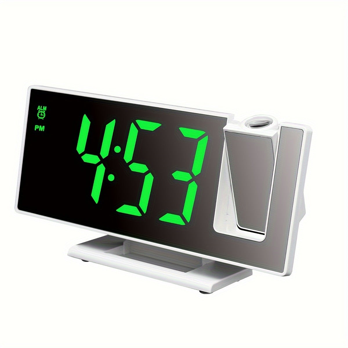 1pc Multi-Function LED Projection Alarm Clock with 180° Flat Display, Time-Date-Temperature Switching, USB Powered, Black Square Design, Modern Digital Clock with Adjustable Projection.