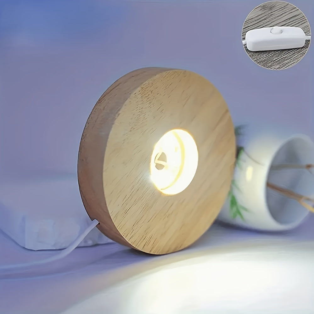 Wooden LED lamp with 1 piece, 6cm/8cm/10cm dimensions, providing warm and white light. Powered by USB and energy-efficient for desk decoration.