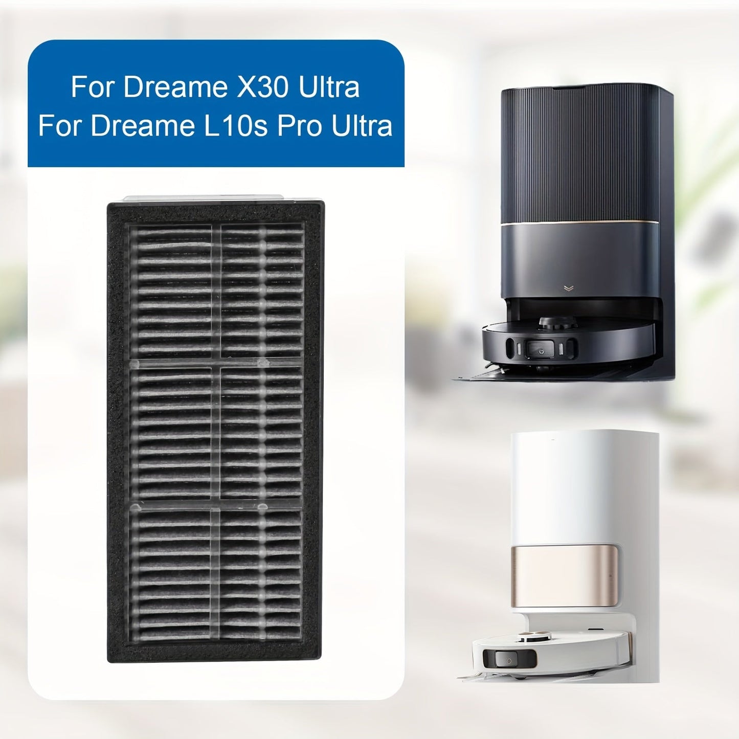 Get 8pcs of Washable and Reusable HEPA Filters for Dreame X40 Ultra/ L10s Pro Ultra Heat/ X30 Ultra Robot Vacuum Cleaner Replacement Parts to keep your household cleaning sweeper filters fresh.