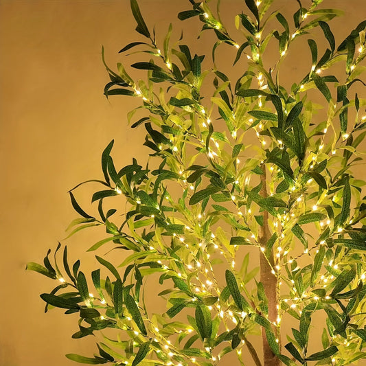 Artificial Tree with Warm White LED Lights, USB-Powered - Available in 152.4cm and 182.88cm Sizes, Ideal for Weddings, Holidays, and Home Decoration