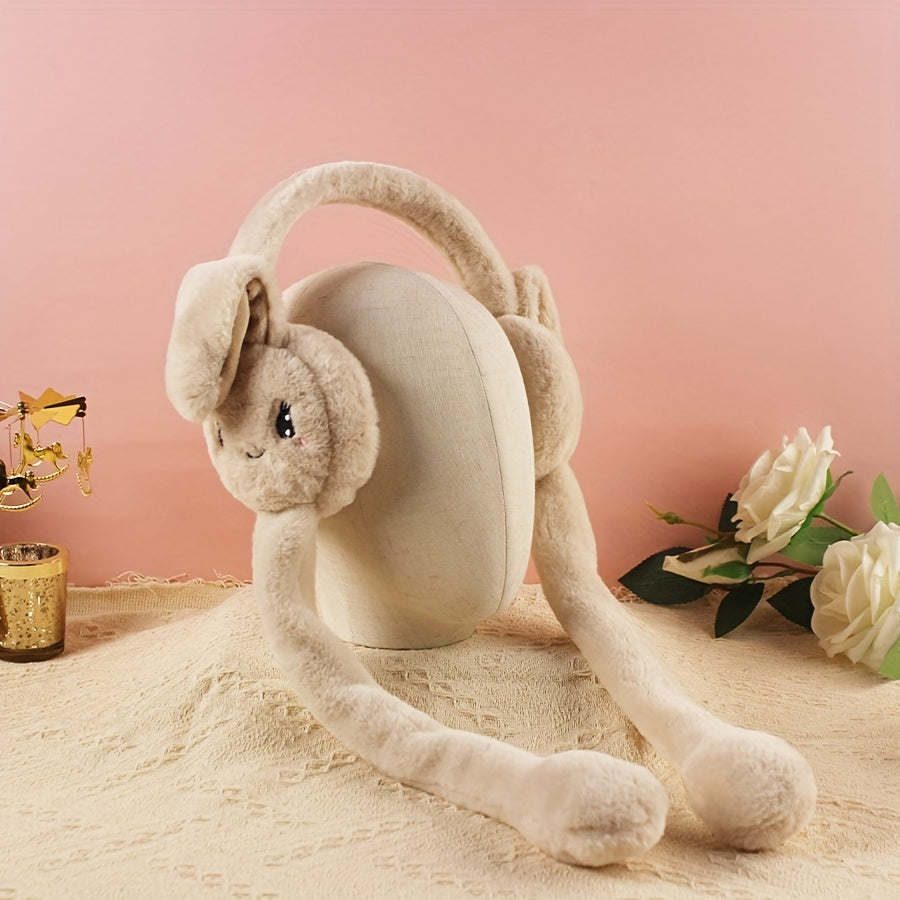 Soft Knitted Bunny Ear Ear Warmers, Stretchable Polyester Ear Muffs with Cartoon Design, Hand Washable for Repeated Use, Cozy Ear Protection