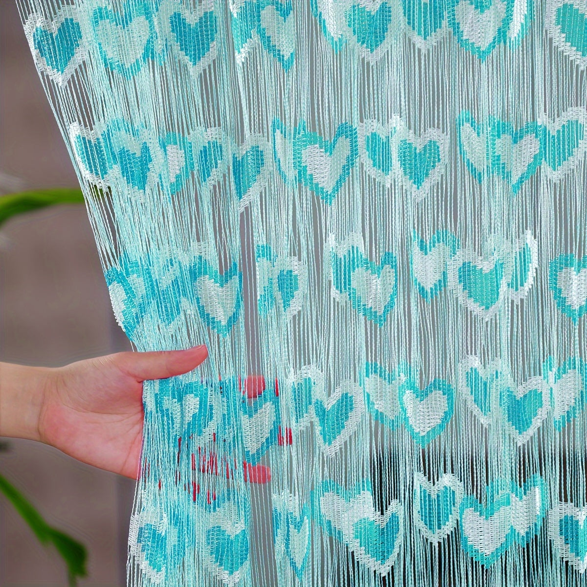 Sheer Curtain with Romantic Heart Design - Perfect for Weddings & Home Decor; Made of Lightweight, Power-Free Polyester.