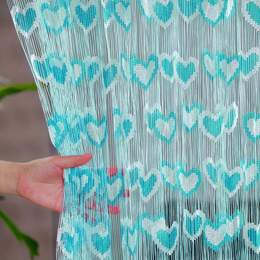 Sheer Curtain with Romantic Heart Design - Perfect for Weddings & Home Decor; Made of Lightweight, Power-Free Polyester.