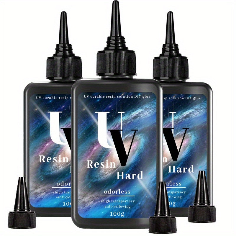 Low viscosity UV resin kit in various sizes for making jewelry and DIY crafts, with super transparent finish.