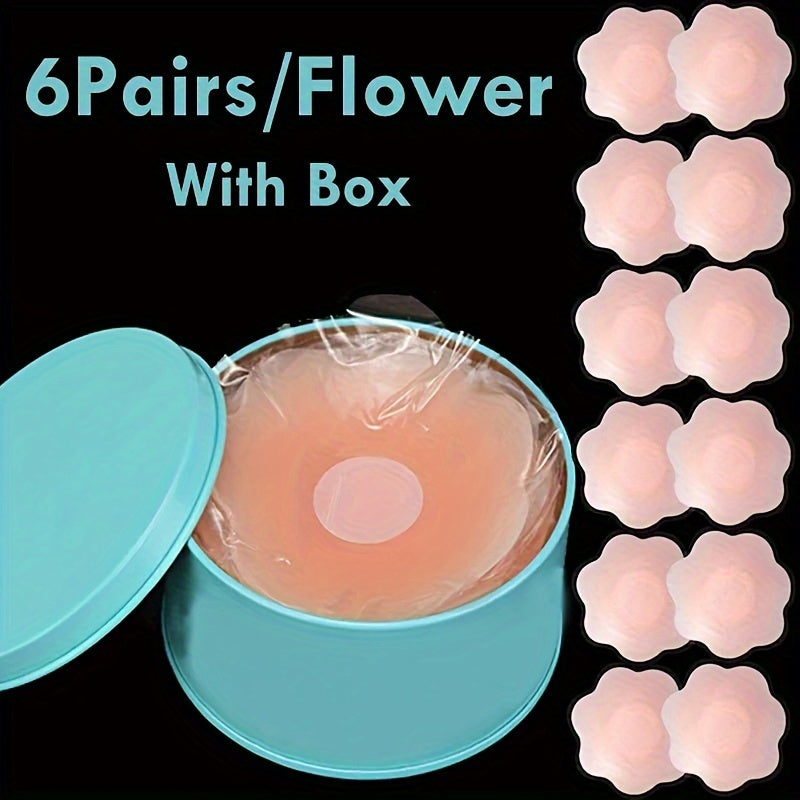 12pcs Silicone Nipple Covers for Women - Reusable Breast Petals Lift, Invisible Bra Pasties with Adhesive Pads