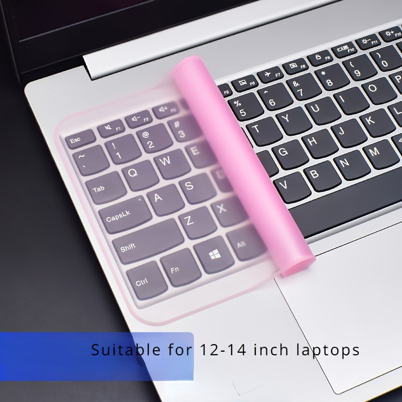 Waterproof and dustproof silicone keyboard protector for 30.48-35.56 cm laptops, easy to clean and durable.