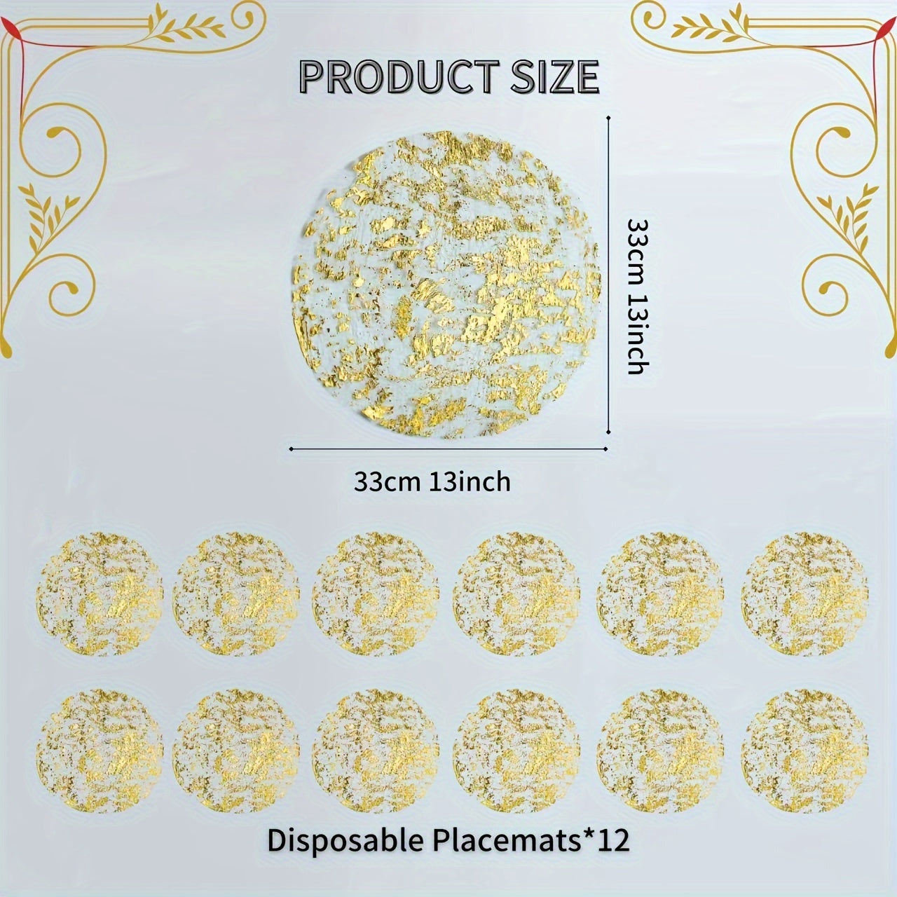 Circular golden foil grid pattern on disposable golden placemat