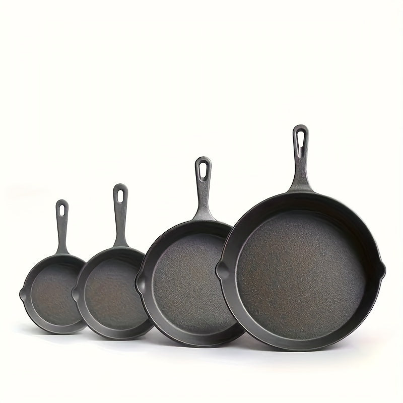 Essential Kitchen Set for Home Chefs: 4-Piece Pre-Seasoned Cast Iron Skillet Set - Versatile Cookware for Frying, Sautéing, Baking, Grilling | Durable, Even Heating Pans