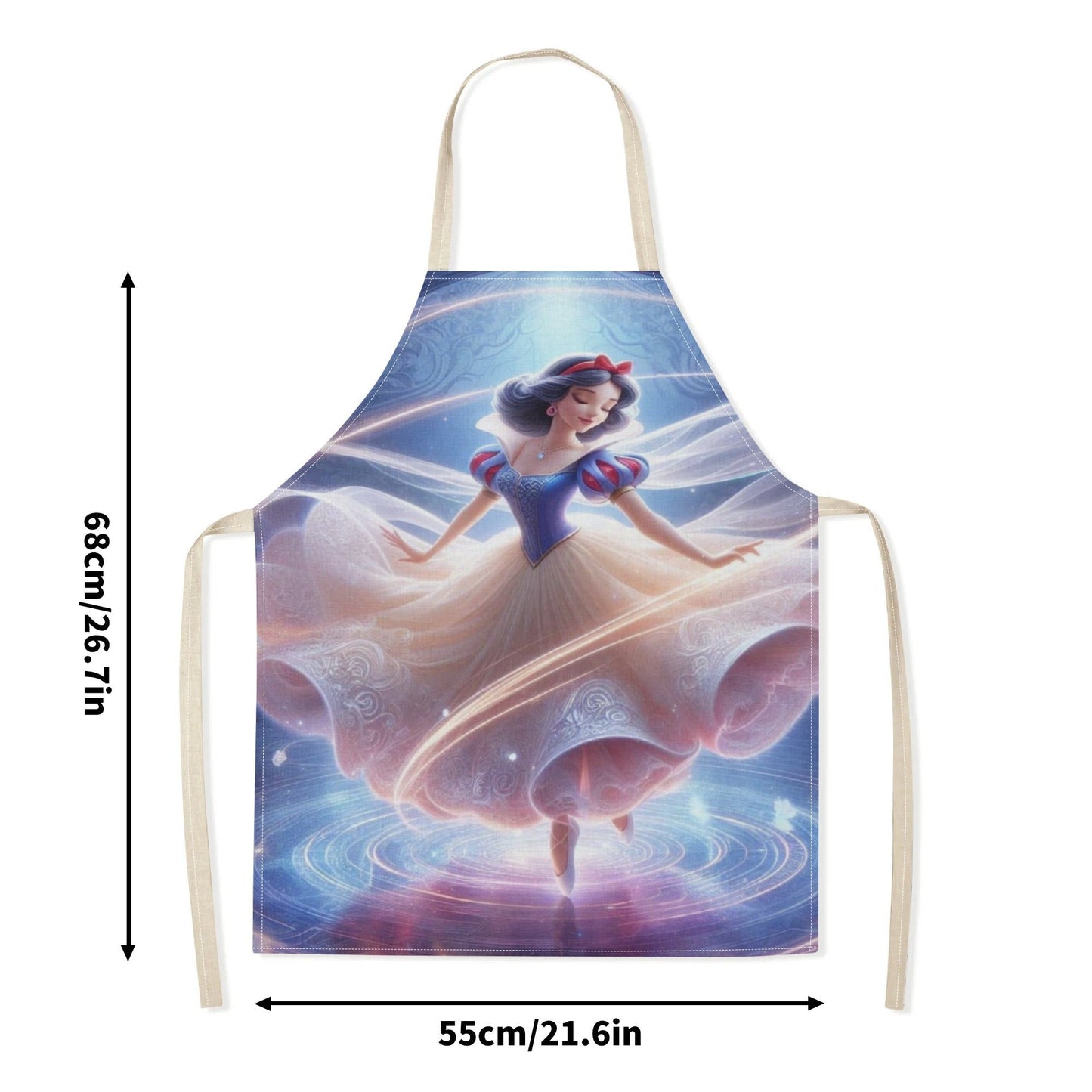 Shiny Polyester| Disney Cinderella Waterproof Apron - Enchanting Princess Pattern, Strong Polyester Material, Perfect for Home, Restaurants, Bakeries & Food Industry