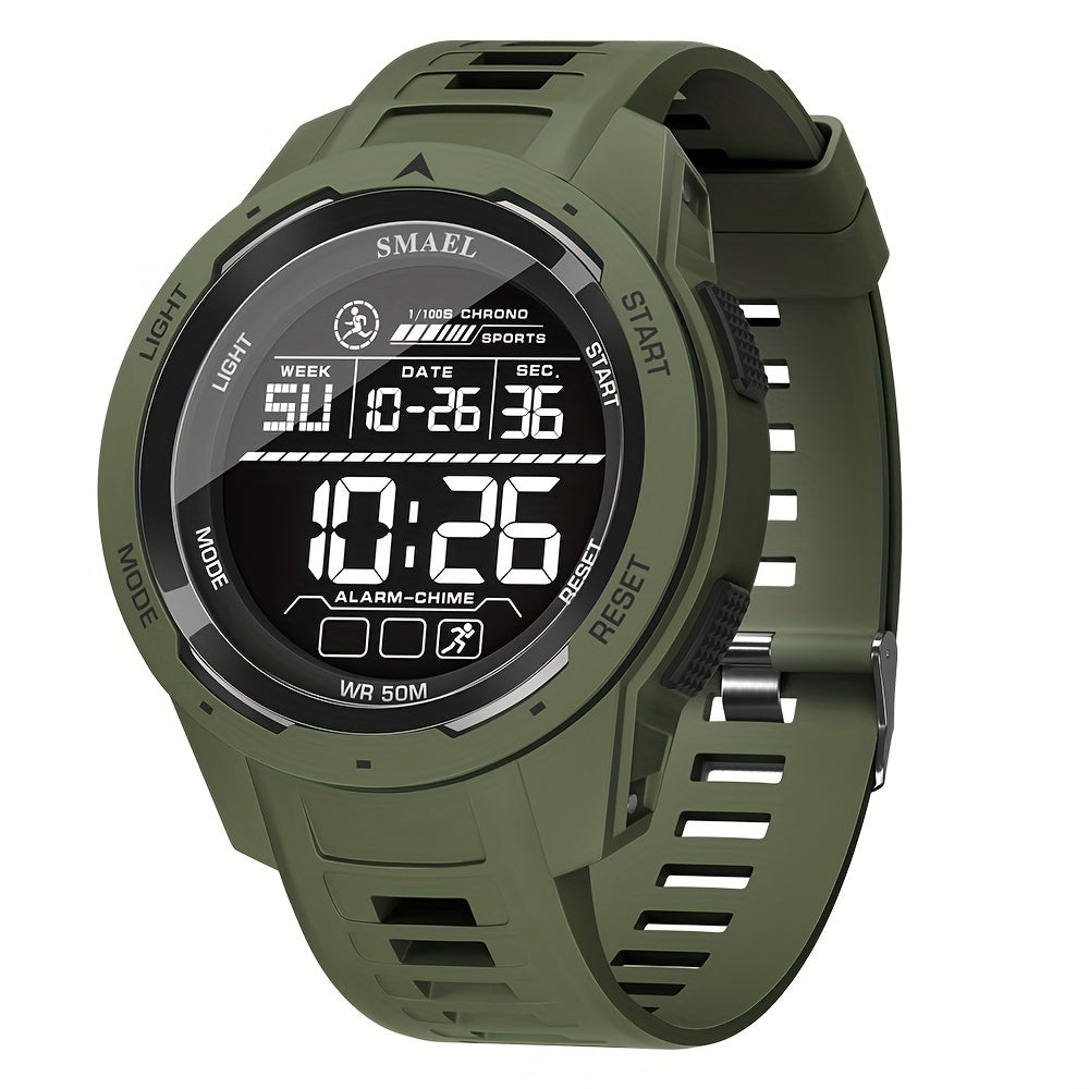 LED Luminous Men's Watch for Outdoor Sports with 50m Waterproof Tactical Military Design, Shockproof, and Alarm Clock