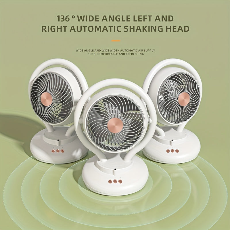 Convenient Portable Fan with Oxygen Ion Air Purification, Timer Function, Adjustable 3 Speeds, Ideal for Home, Dorm, Office - Available in Rechargeable and Battery Models. Great for Cooling Anywhere!